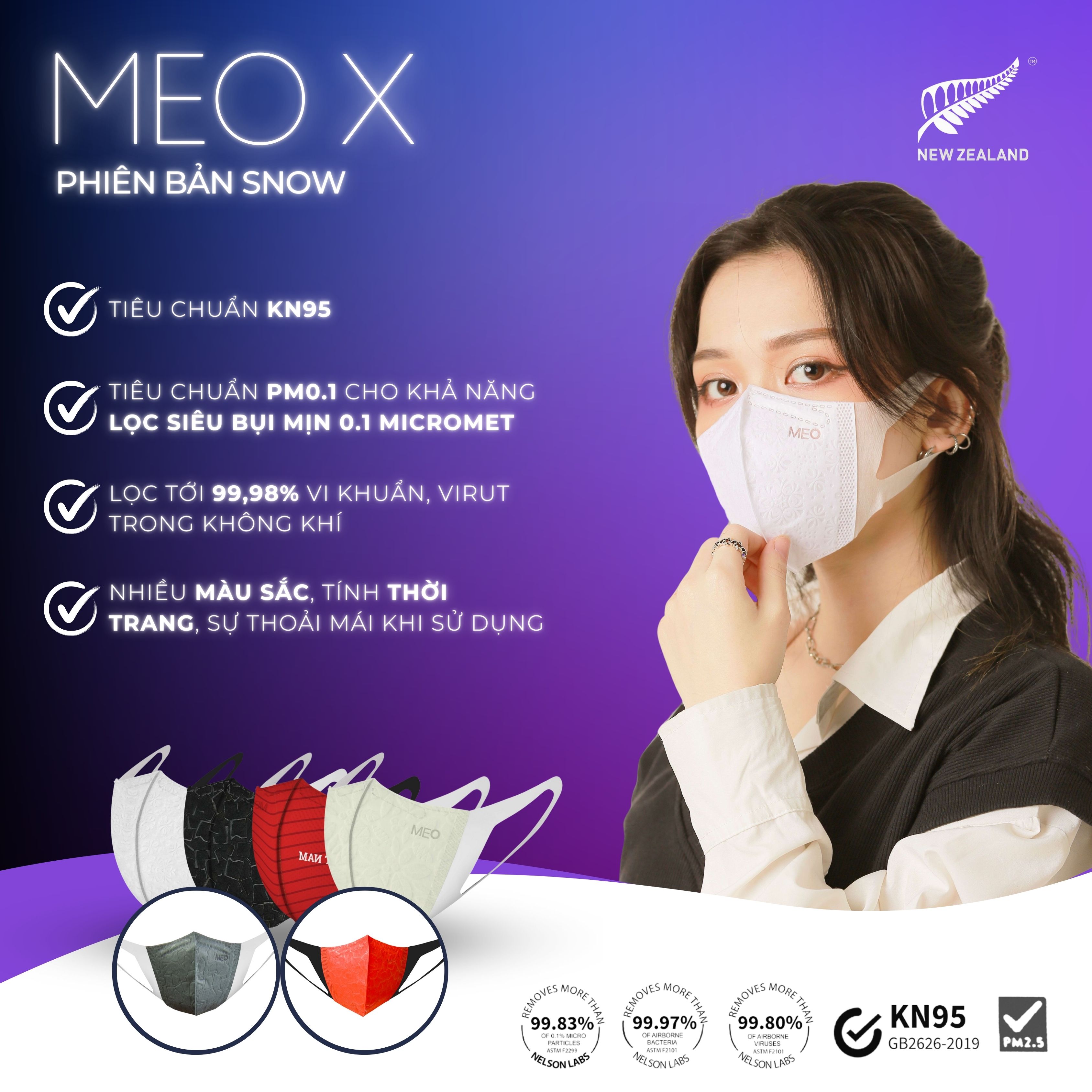[Combo 100 cái] Khẩu Trang 3D MEO X Chính Hãng – Thiết Kế 3D Hiện Đại, Đeo Êm Tai, Tiện Mang Theo, Gói 3 Chiếc