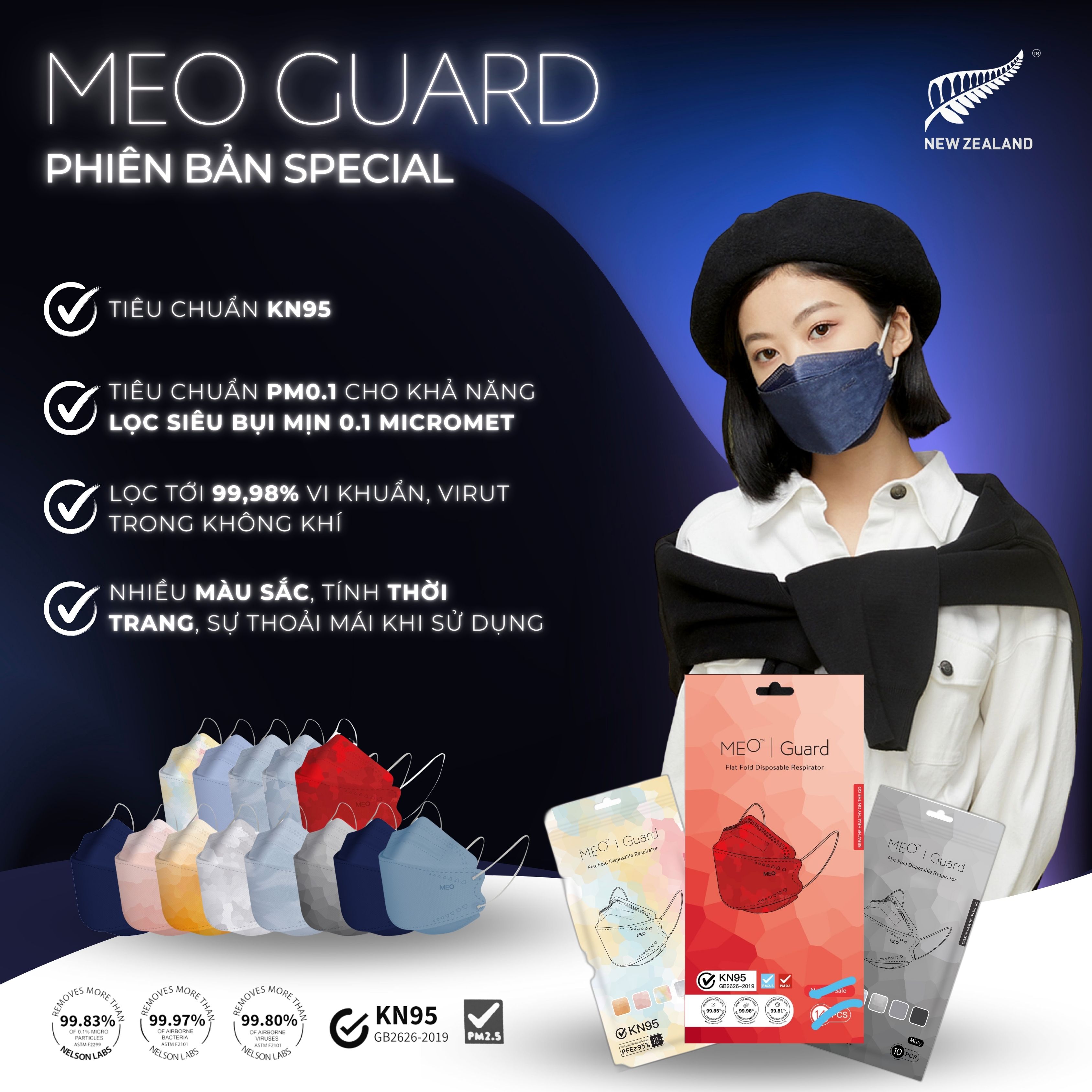[Combo 100 cái] Khẩu Trang 4D MEO GUARD Thời Trang – Thiết Kế Hiện Đại, Đeo Êm, Phù Hợp Cả Nam & Nữ, Gói 10 chiếc