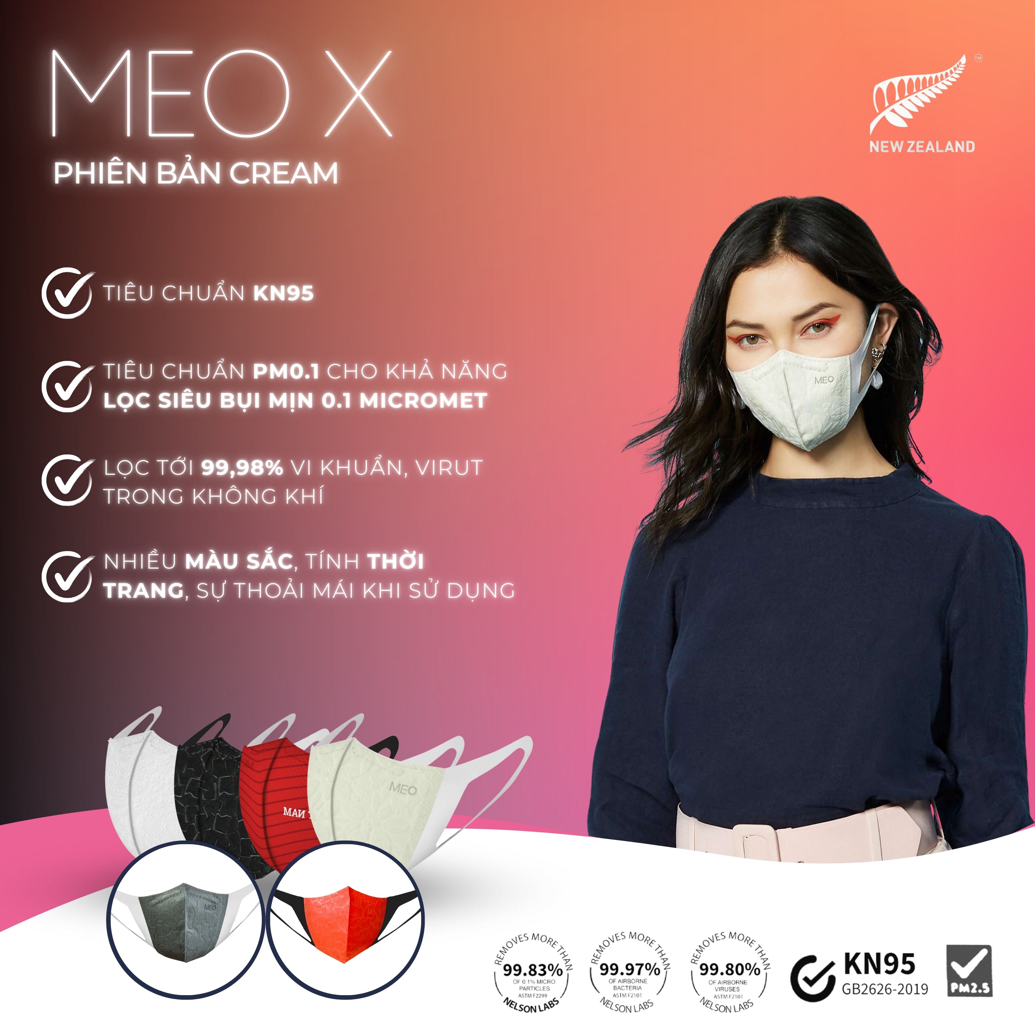 [Combo 100 cái] Khẩu Trang 3D MEO X Chính Hãng – Thiết Kế 3D Hiện Đại, Đeo Êm Tai, Tiện Mang Theo, Gói 3 Chiếc