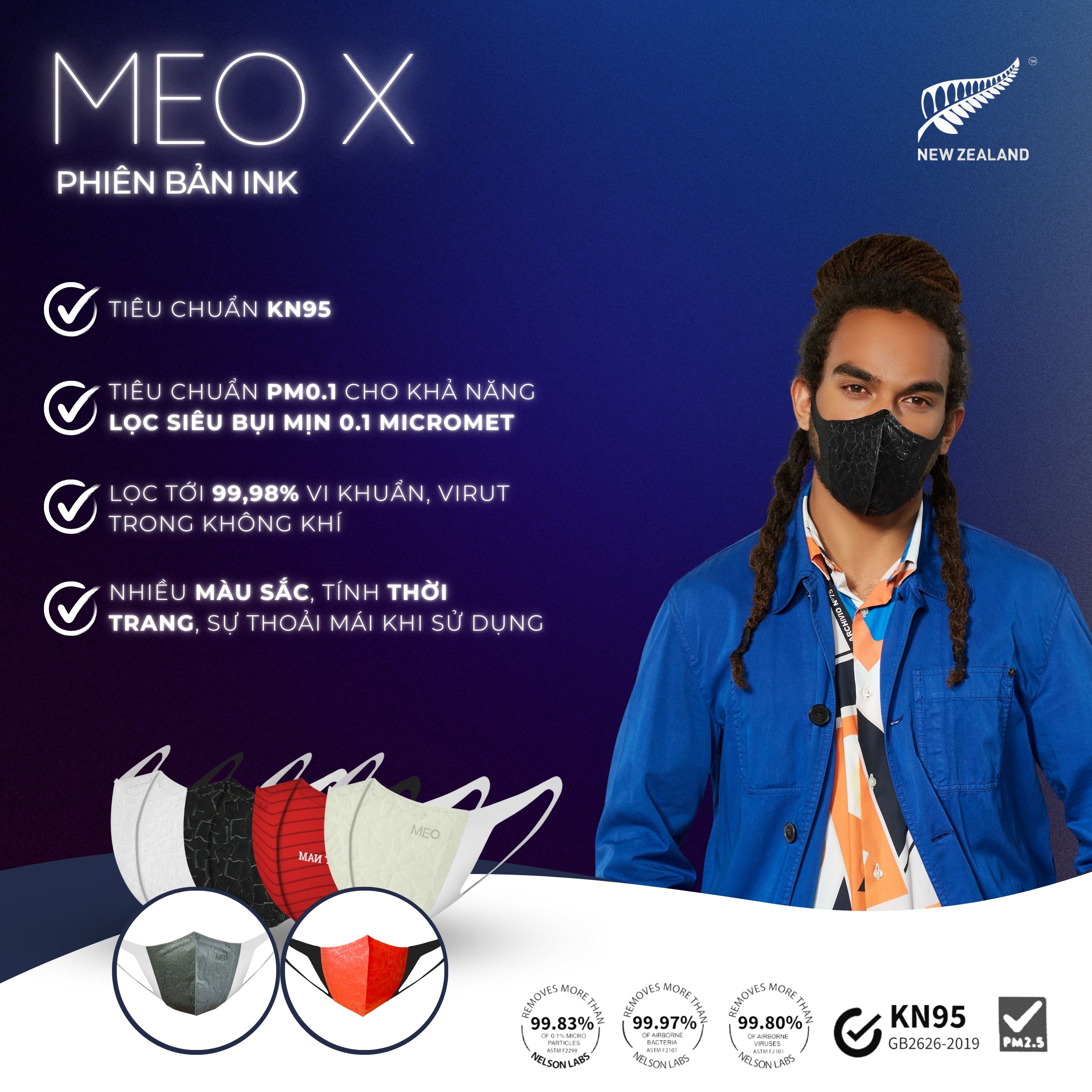 [Combo 100 cái] Khẩu Trang 3D MEO X Chính Hãng – Thiết Kế 3D Hiện Đại, Đeo Êm Tai, Tiện Mang Theo, Gói 3 Chiếc