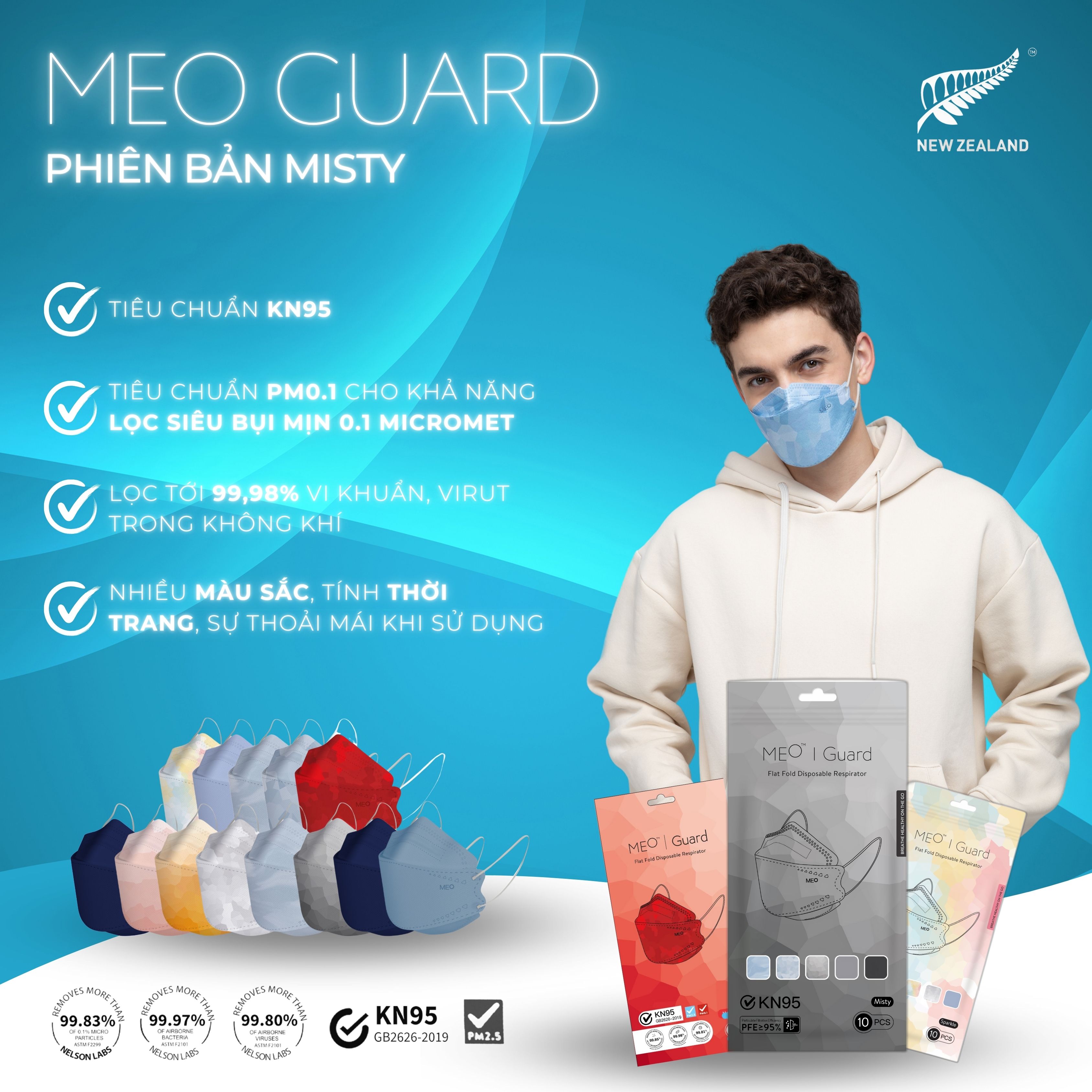 [Combo 100 cái] Khẩu Trang 4D MEO GUARD Thời Trang – Thiết Kế Hiện Đại, Đeo Êm, Phù Hợp Cả Nam & Nữ, Gói 10 chiếc
