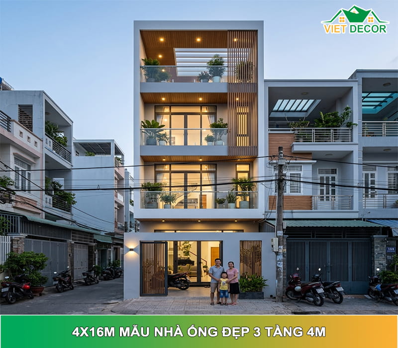 Thiết kế 4x16m mẫu nhà ống đẹp 3 tầng 4m - Giải pháp tối ưu công năng & chi phí 2026