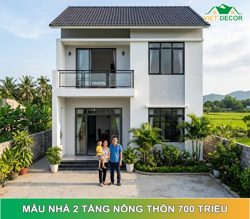 10+ Mẫu nhà 2 tầng nông thôn 700 triệu ĐẸP NHẤT 2026