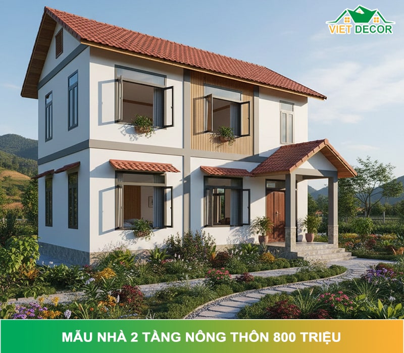 65+ Mẫu nhà 2 tầng nông thôn 800 triệu đẹp & tiết kiệm
