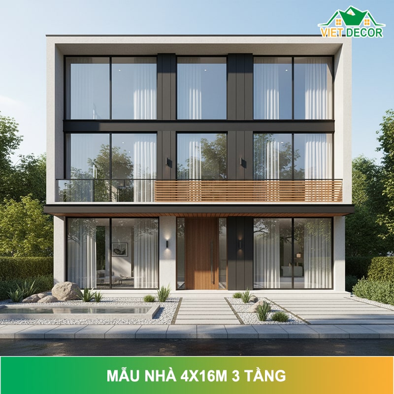 Mẫu nhà 4x16m 3 tầng đẹp, tối ưu chi phí & công năng