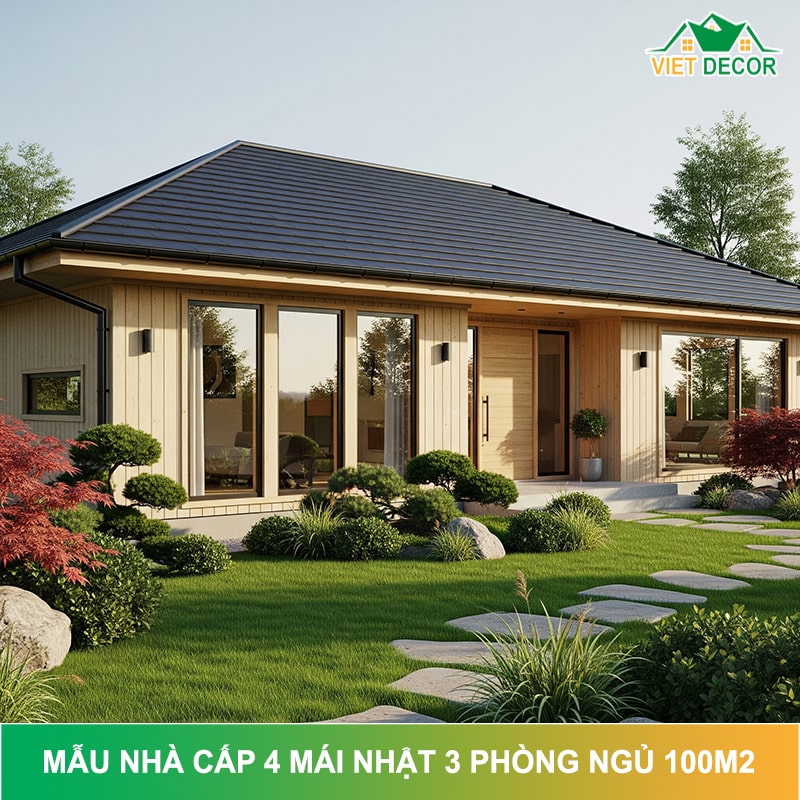 15+ Mẫu nhà cấp 4 mái Nhật 3 phòng ngủ 100m2 ĐẸP NHẤT
