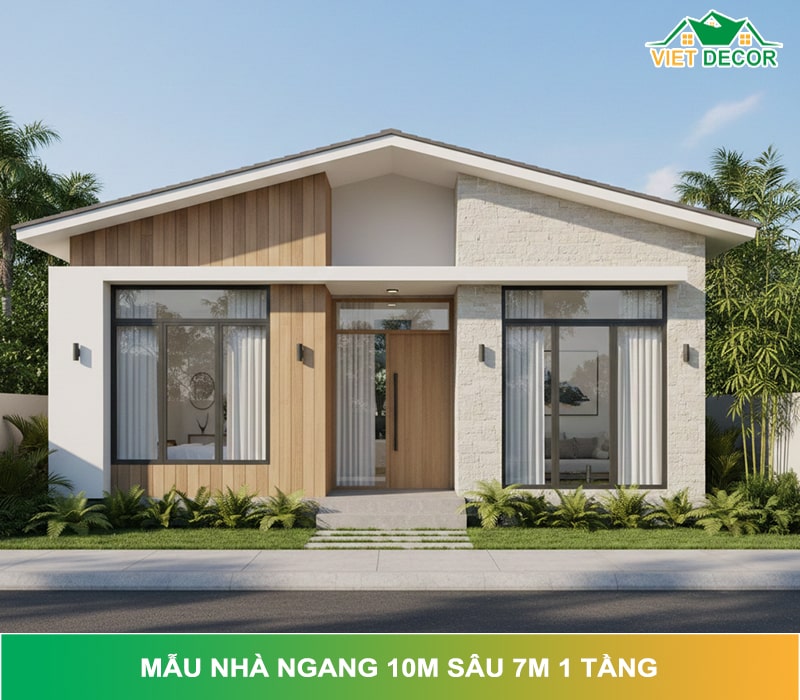 25+ mẫu nhà ngang 10m sâu 7m 1 tầng đẹp, tối ưu 2026
