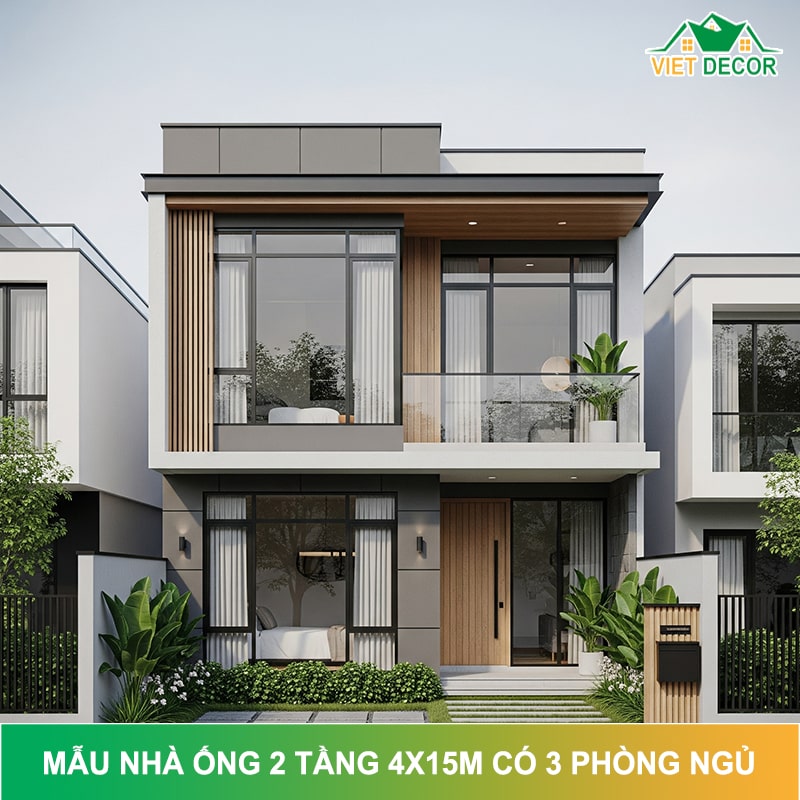 10+ mẫu nhà ống 2 tầng 4x15m có 3 phòng ngủ ĐẸP 2026