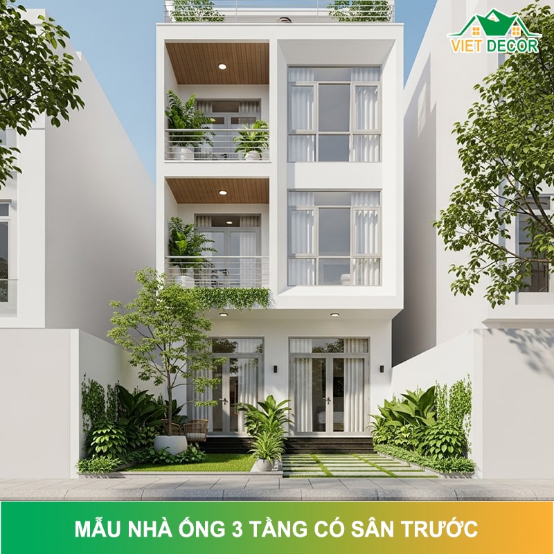 Tổng hợp mẫu nhà ống 3 tầng có sân trước Đẹp, Hiện Đại