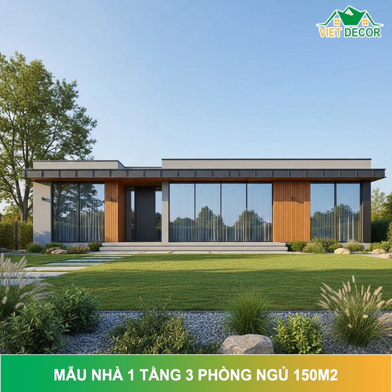 15+ mẫu nhà 1 tầng 3 phòng ngủ 150m2 Đẹp - Tiện nghi
