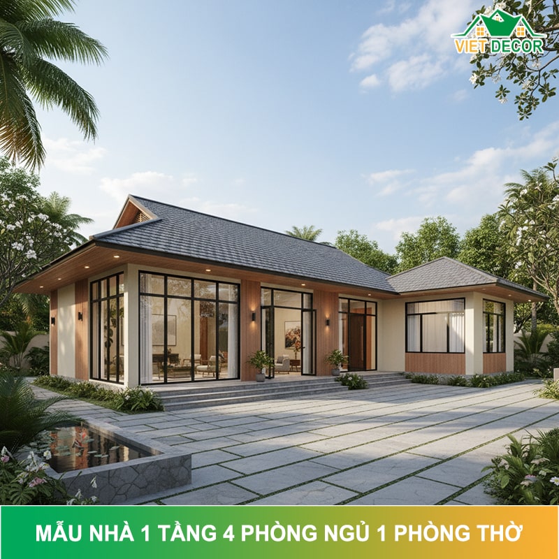 Nhà 1 tầng 4 phòng ngủ 1 phòng thờ đẹp, tiện nghi 2026