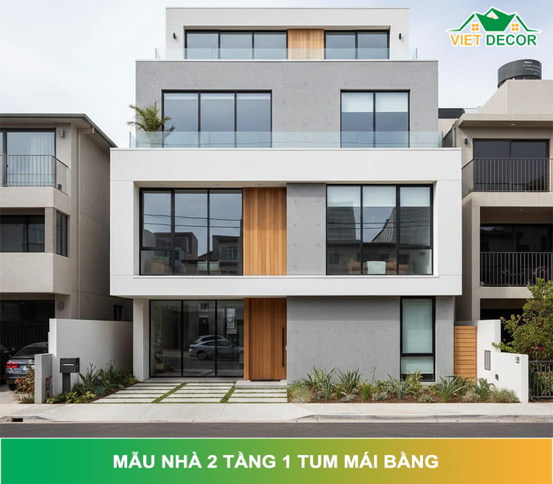Nhà 2 Tầng 1 Tum Mái Bằng: Thiết Kế Đẹp & Chi Phí 2026