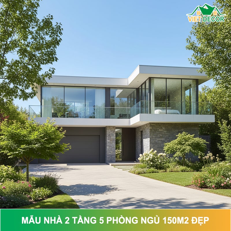Tổng hợp mẫu nhà 2 tầng 5 phòng ngủ 150m2 ĐẸP NHẤT 2025