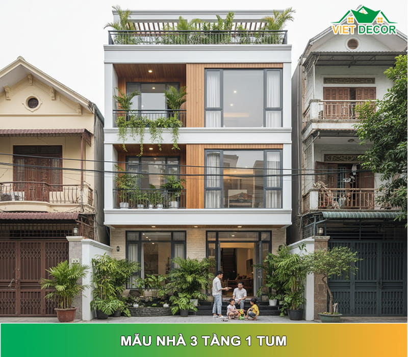 Thiết kế nhà 3 tầng 1 tum: Mẫu đẹp, tối ưu công năng & chi phí 2026