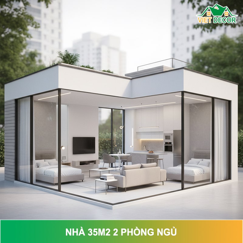 Nhà 35m2 2 phòng ngủ đẹp, tiện nghi và tối ưu không gian
