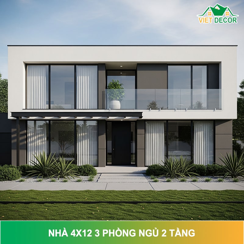10+ mẫu nhà 4x12 3 phòng ngủ 2 tầng đẹp hiện đại
