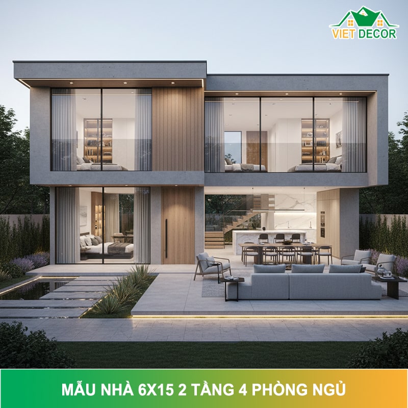 Top 15+ mẫu nhà 6x15 2 tầng 4 phòng ngủ Đẹp - Hiện đại