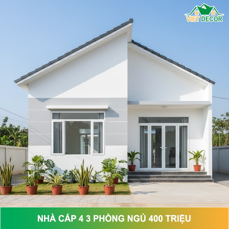 10+ mẫu nhà cấp 4 3 phòng ngủ 400 triệu đẹp, hiện đại 2025