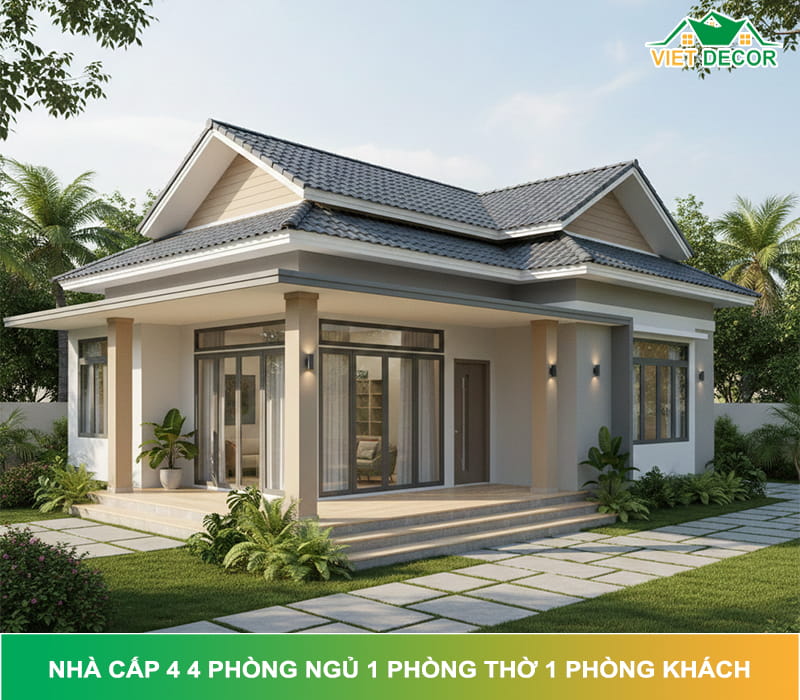 Nhà cấp 4 4 phòng ngủ 1 phòng thờ 1 phòng khách đẹp, tiết kiệm 2026