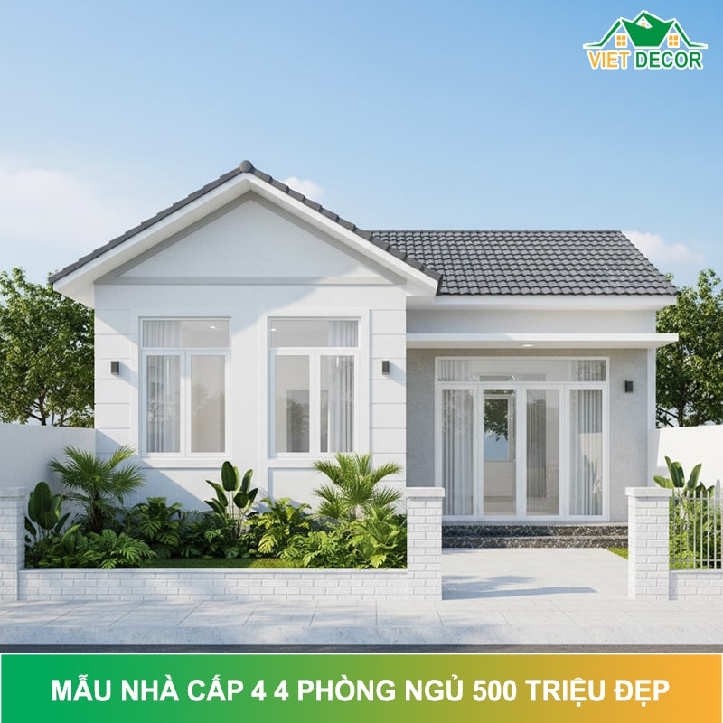 Tổng hợp các mẫu nhà cấp 4 4 phòng ngủ 500 triệu ĐẸP NHẤT