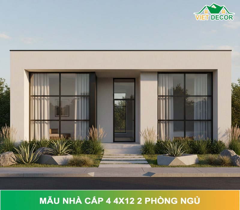 50+ Mẫu nhà cấp 4 4x12 2 phòng ngủ thiết kế đẹp và tối ưu