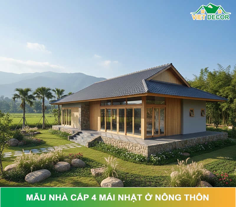 15+ Mẫu nhà cấp 4 mái Nhật ở nông thôn đẹp, tiên nghi