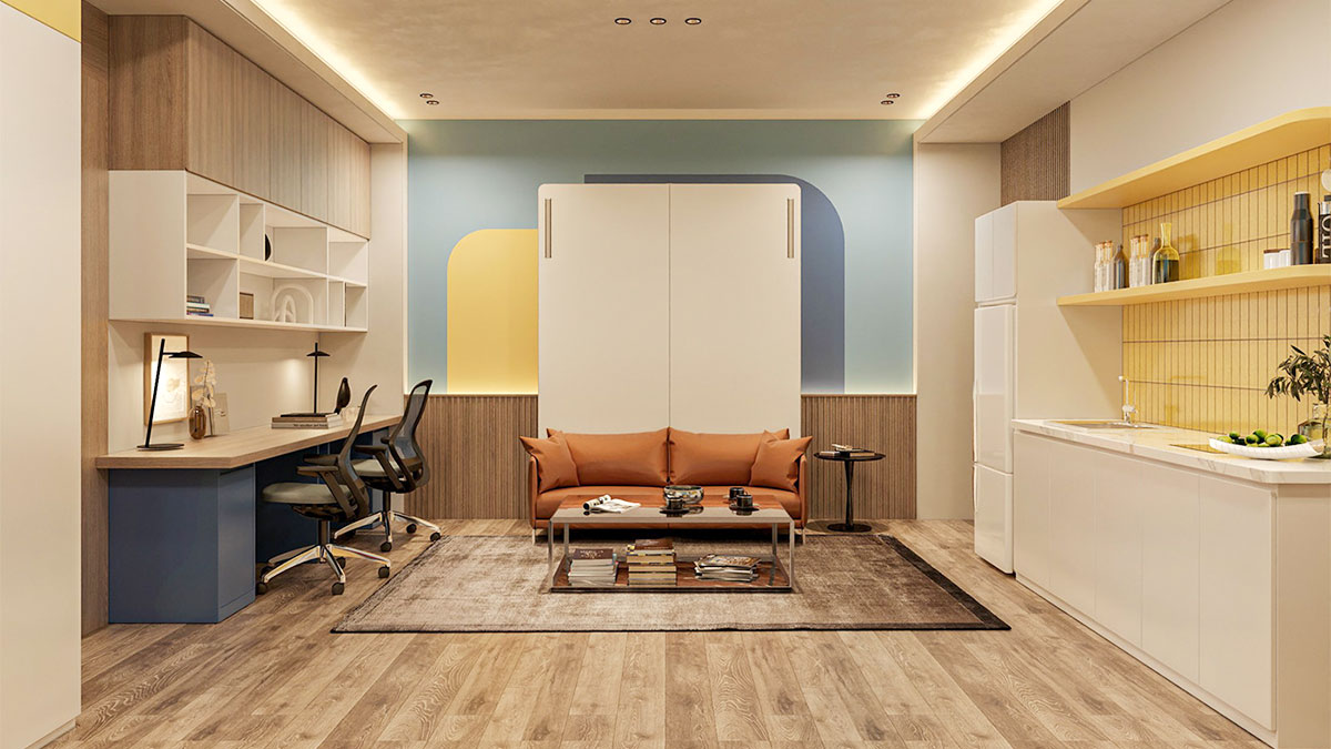 Nội thất nhà phố phong cách thiết kế color block