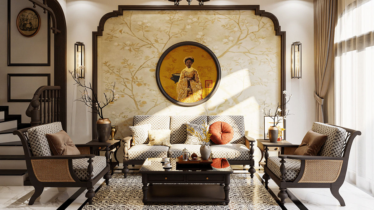 Nội thất nhà phố phong cách thiết kế đông dương indochine