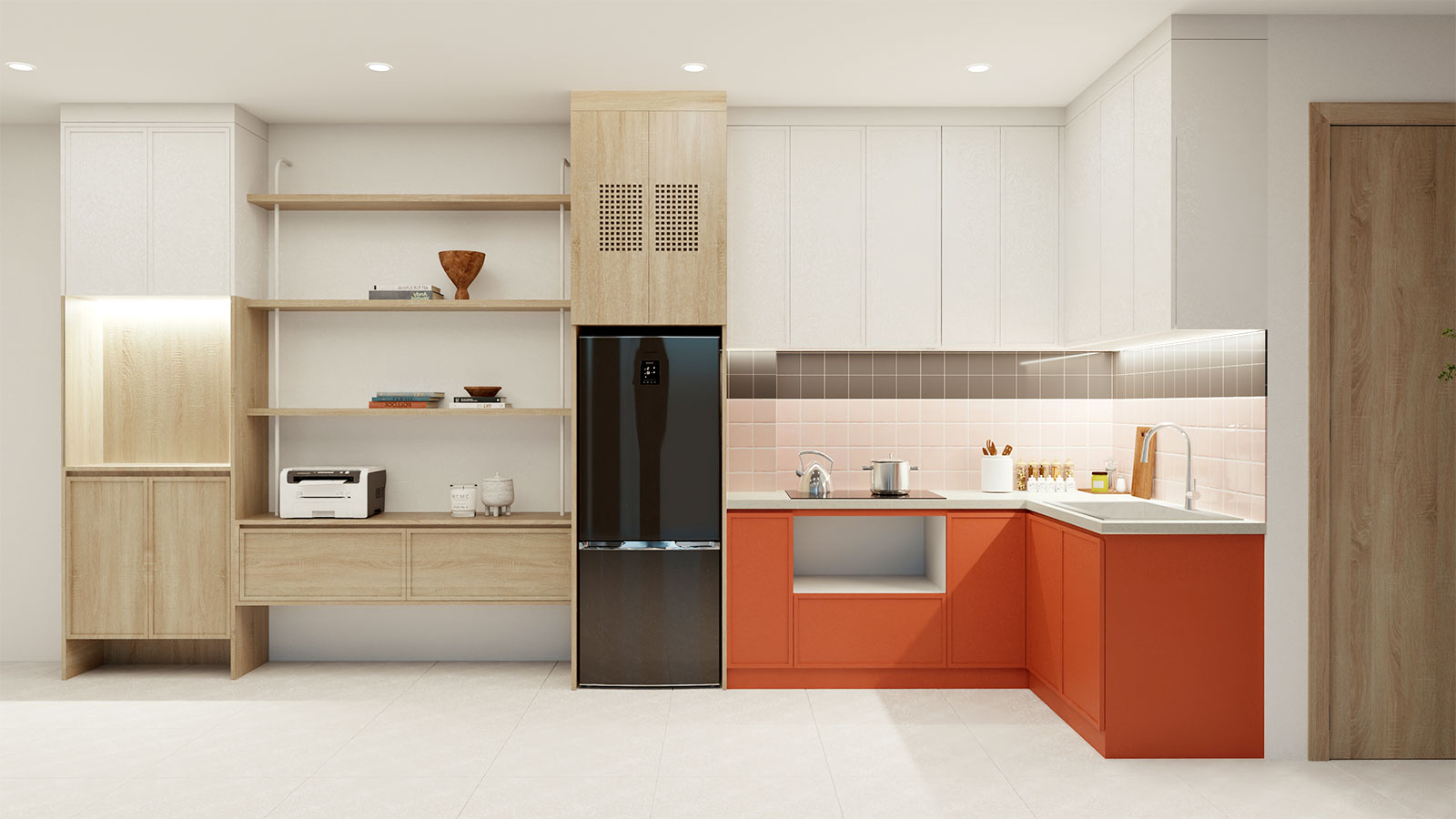 Thi công tủ bếp gỗ công nghiệp An Cường cánh huỳnh pano - Quận 4, TP Hồ Chí Minh