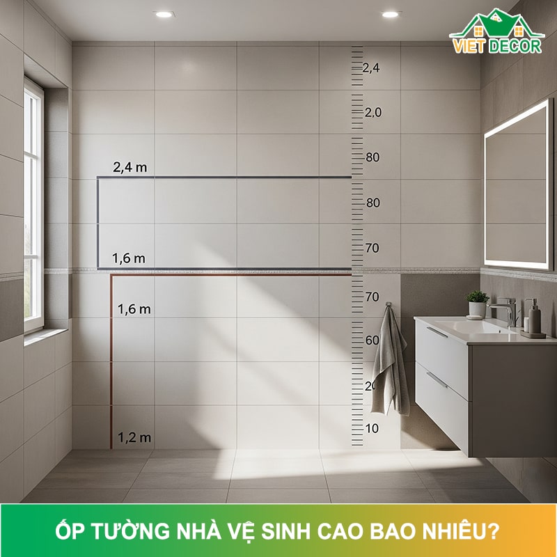 [Giải Đáp] Nên ốp tường nhà vệ sinh cao bao nhiêu?