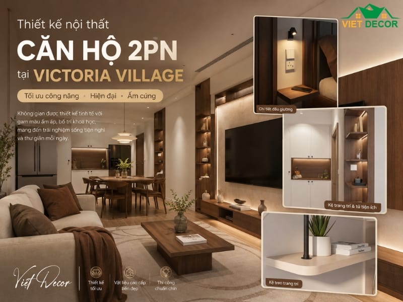 Thi Công Nội Thất Căn Hộ 2PN Tại Victoria Village Đẹp Đẳng Cấp Mới