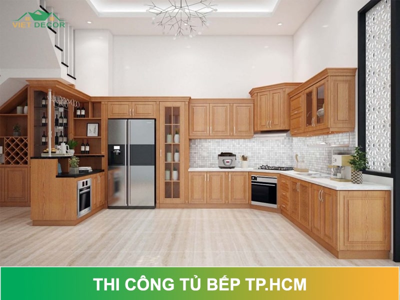 Thi công tủ bếp TPHCM theo yêu cầu - Đo đạc chuẩn, thi công đúng bản vẽ