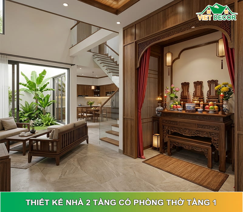 10+ mẫu thiết kế nhà 2 tầng có phòng thờ tầng 1 đẹp nhất