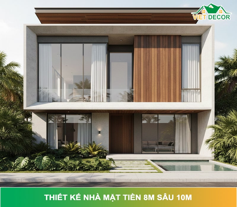 55+ Mẫu thiết kế nhà mặt tiền 8m sâu 10m đẹp, tối ưu