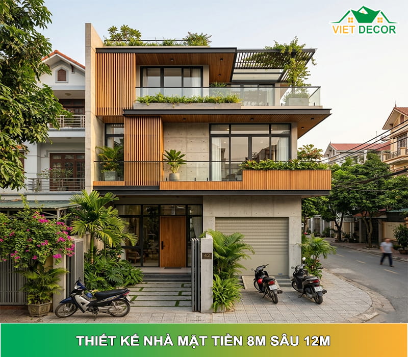 30+ Mẫu thiết kế nhà mặt tiền 8m sâu 12m ĐẸP 2026