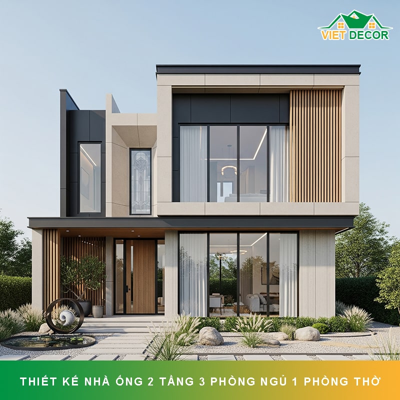 15+ Thiết kế nhà ống 2 tầng 3 phòng ngủ 1 phòng thờ ĐẸP