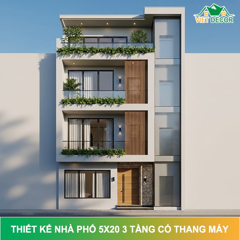 10+ ý tưởng thiết kế nhà phố 5x20 3 tầng có thang máy ĐẸP