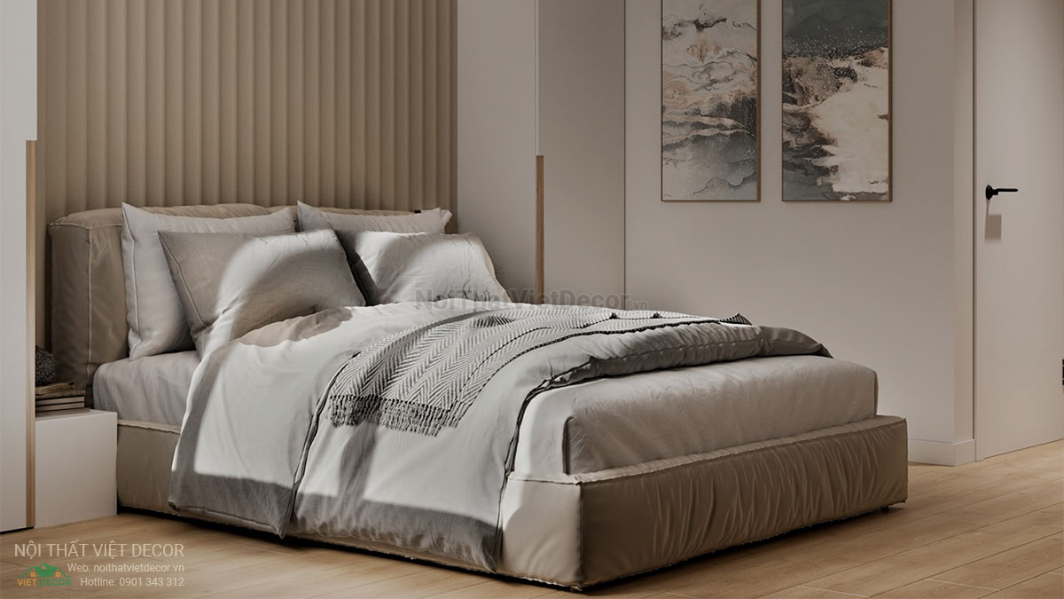 Nội thất Việt Decor mẫu phương án thiết kế phối cảnh 3D nội thất đẹp hiện đại căn hộ 1 phòng ngủ, phòng ngủ