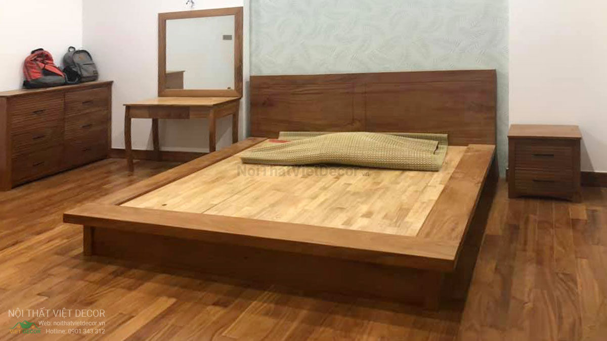Nội Thất Việt Decor thiết kế thi công nội thất, tủ bếp gỗ sồi tự nhiên nhà ở gia đình chị Trang tại Bình Dương, phòng ngủ