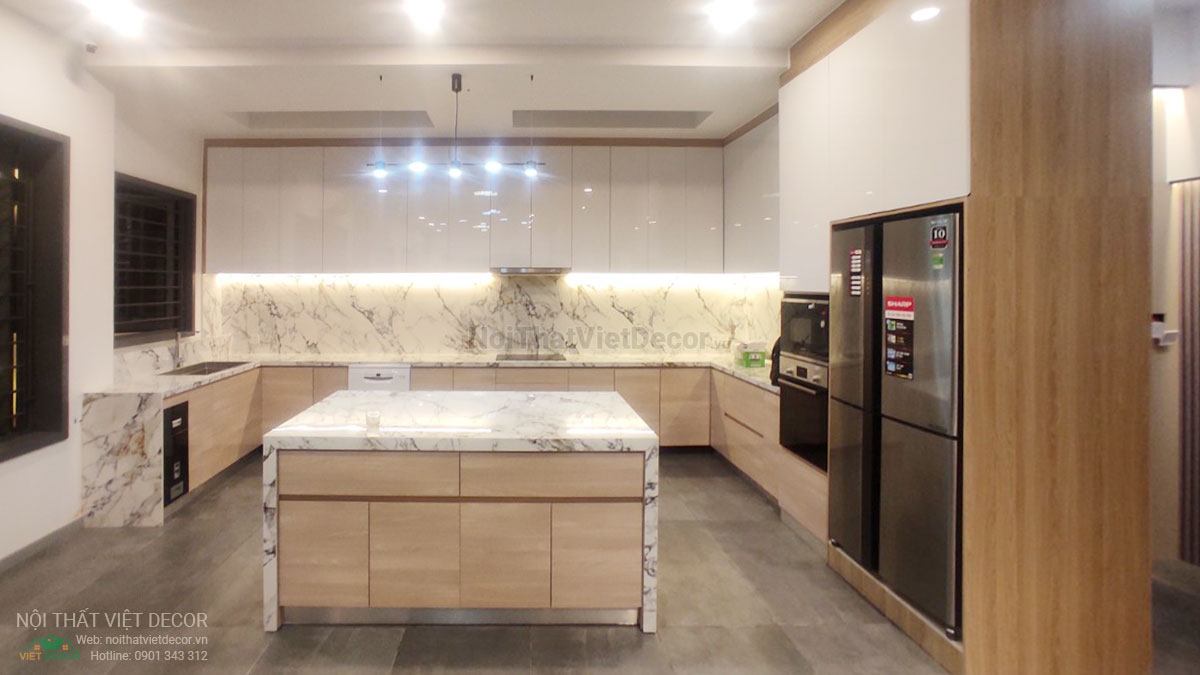 Nội Thất Việt Decor thiết kế thi công nội thất, tủ bếp gỗ công nghiệp An Cường, biệt thự 4 tầng tại dự án Lovera Premier Bình Chánh Tp Hồ Chí Minh