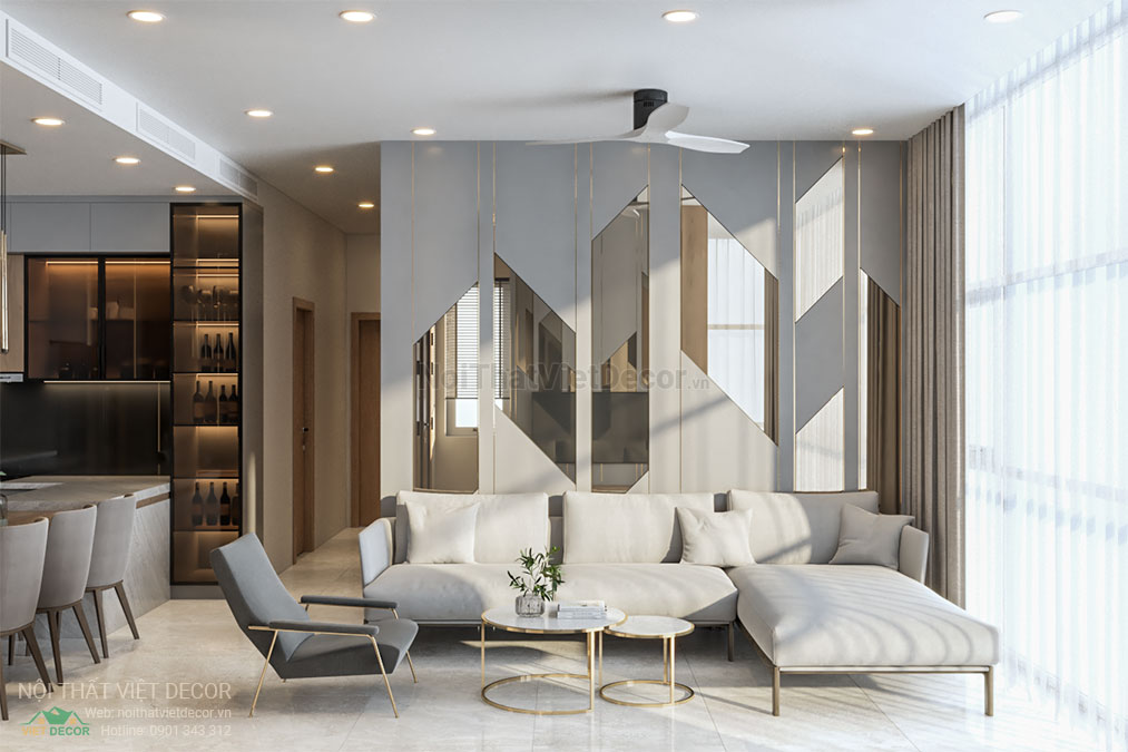 Nội thất Việt Decor thiết kế thi công nội thất căn hộ 2 phòng ngủ tại quận 7, thành phố Hồ Chí Minh, sofa phòng khách