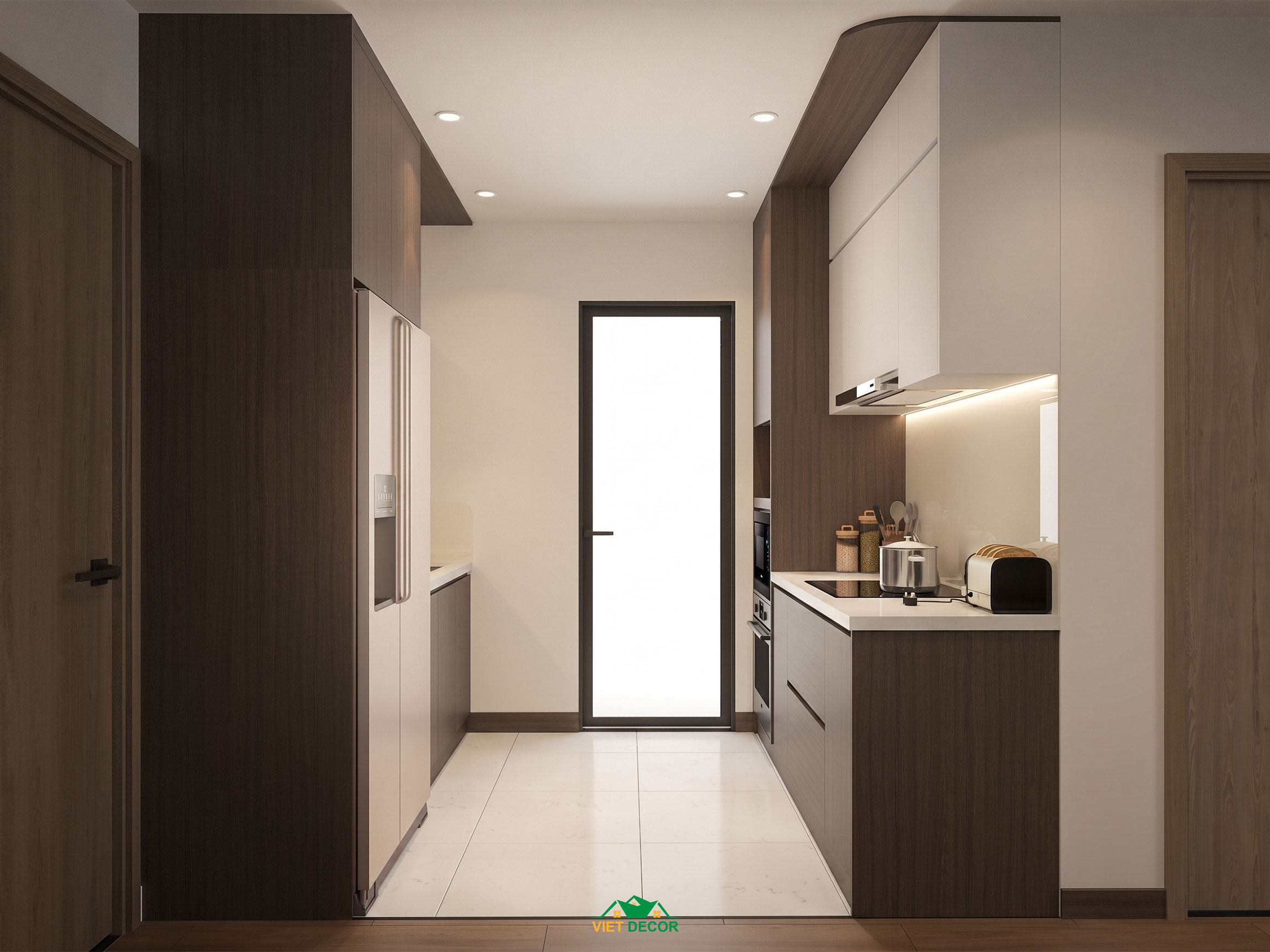 Nội Thất Việt Decor thiết kế thi công nội thất căn hộ 3 phòng ngủ The Opus One Vinhomes Grand Park TP HCM, tủ bếp