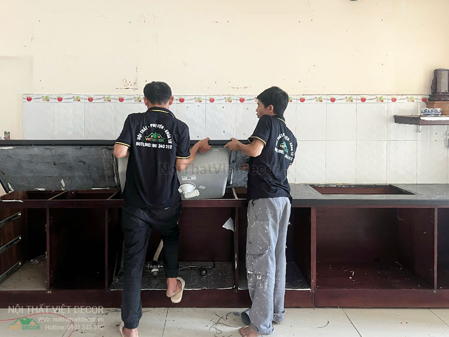 Nội Thất Việt Decor thi công cải tạo hoàn thiện căn hộ 3 phòng ngủ chung cư Tecco phường Linh Đồng thành phố Thủ Đức tháo dỡ tủ bếp