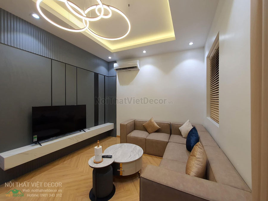 Nội Thất Việt Decor thiết kế thi công trang trí nội thất, tủ bếp gỗ công nghiệp An Cường, nhà phố 3 phòng ngủ tại quận 3 thành phố Hồ Chí Minh, phòng khách