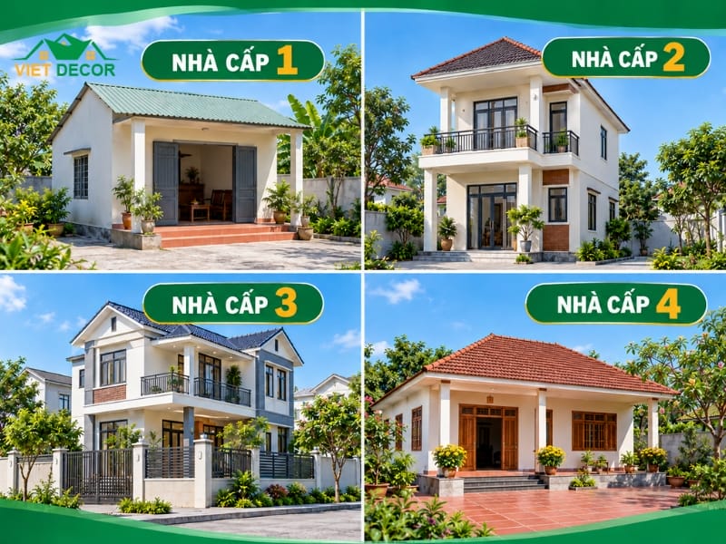 Chi tiết định nghĩa nhà cấp 1, cấp 2, cấp 3 và cấp 4
