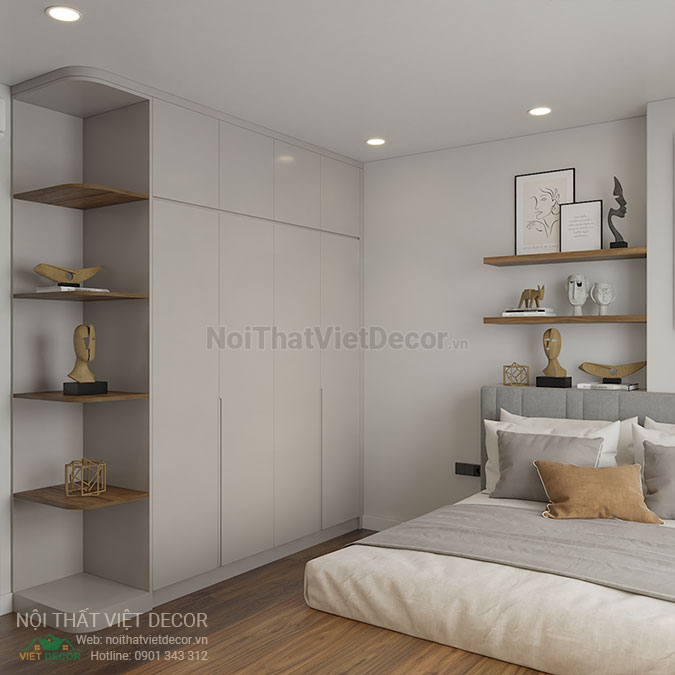 Nội thất Việt Decor thiết kế thi công nội thất chung cư 1 phòng ngủ + 45m2 tại Bình Dương tủ quần áo phòng ngủ