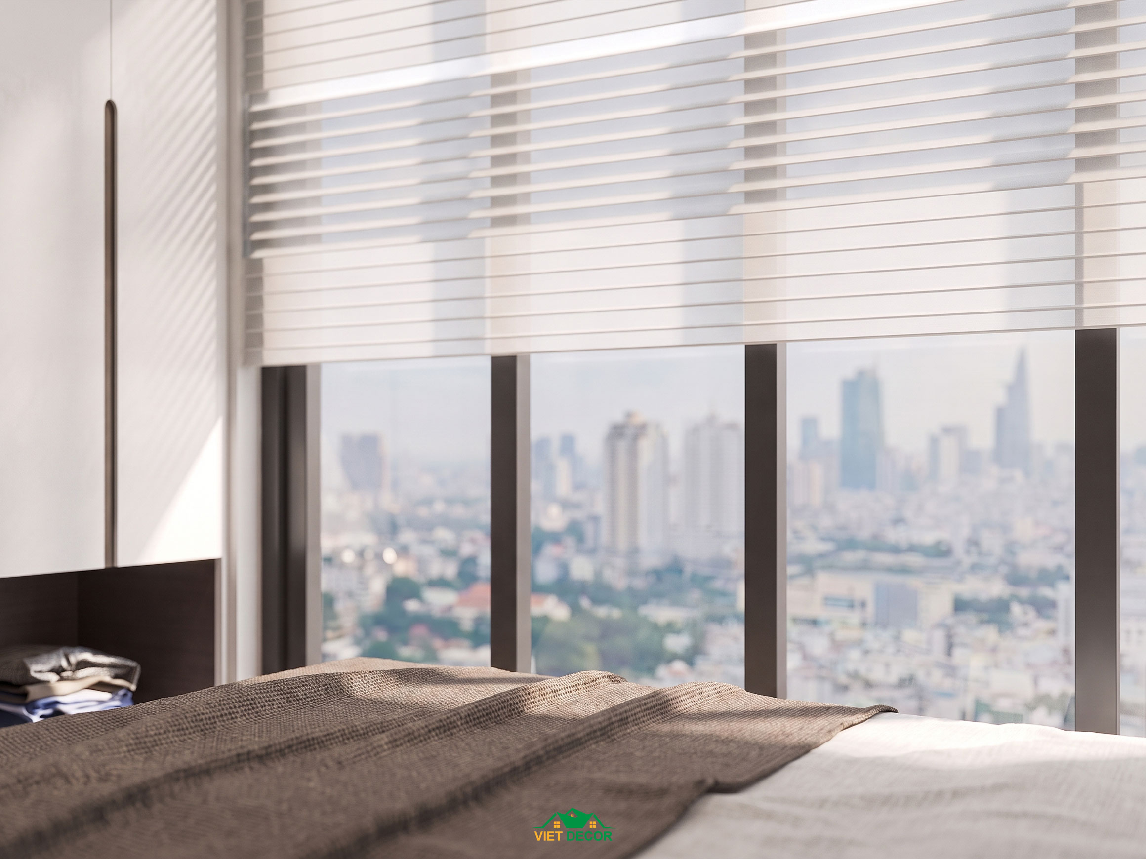 Nội Thất Việt Decor thiết kế thi công nội thất căn hộ 3 phòng ngủ The Opus One Vinhomes Grand Park TP HCM, phòng ngủ nhỏ