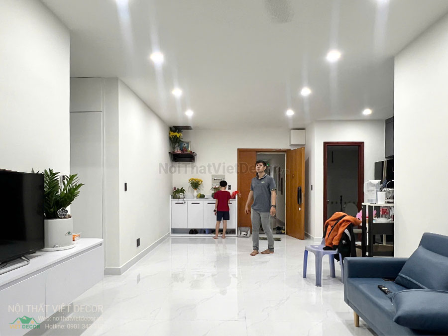 Nội Thất Việt Decor thiết kế thi công cải tạo nội thất, hoàn thiện căn hộ 3 phòng ngủ chung cư Tecco phường Linh Đồng thành phố Thủ Đức phòng khách