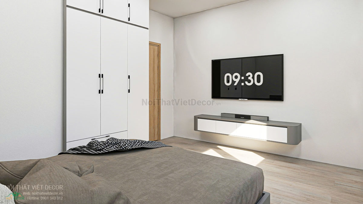 Nội Thất Việt Decor thiết kế thi công nội thất, tủ bếp gỗ công nghiệp Ba Thanh nhà liên kế 3 tầng dự án nhà liên kế Lavilla Green City Tân An, Long An, phòng ngủ 2 tầng 3