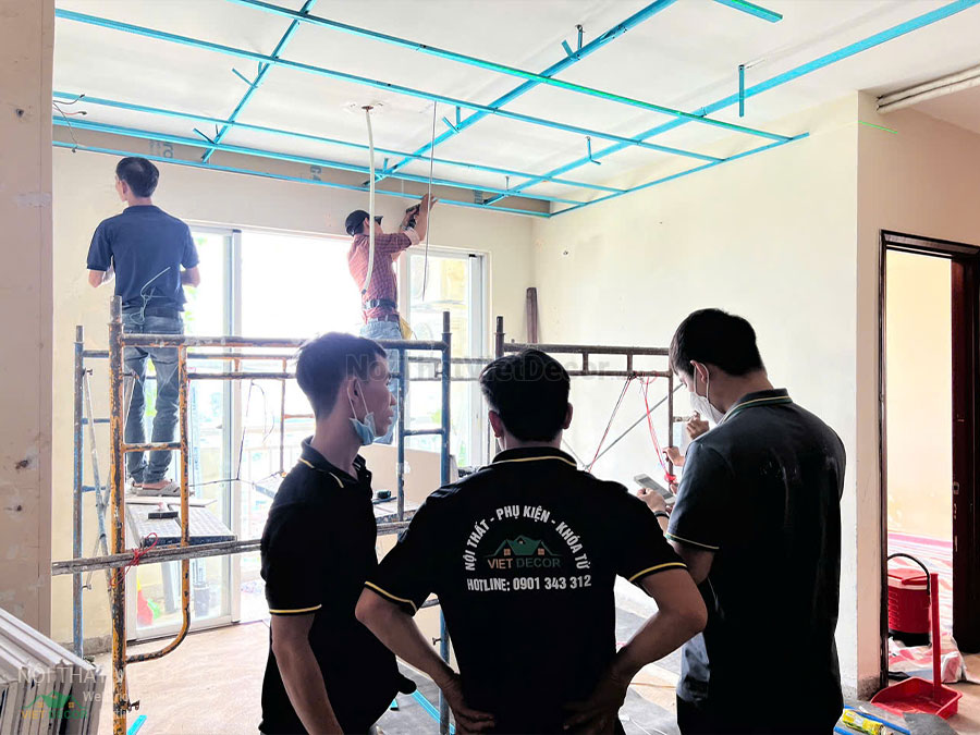 Nội Thất Việt Decor thi công cải tạo hoàn thiện căn hộ 3 phòng ngủ chung cư Tecco phường Linh Đồng thành phố Thủ Đức đóng trần thạch cao